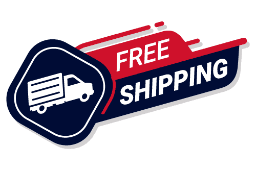 Icon of a speedy truck with text "Free Shipping".